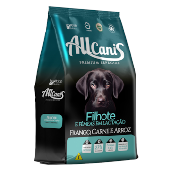 Ração Allcanis para Cães Filhotes e Fêmeas em Lactação Sabor Frango, Carne e Arroz 10,1 kg - Imagem principal