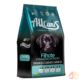 Ração Allcanis para Cães Filhotes e Fêmeas em Lactação Sabor Frango, Carne e Arroz 15 kg - Imagem principal