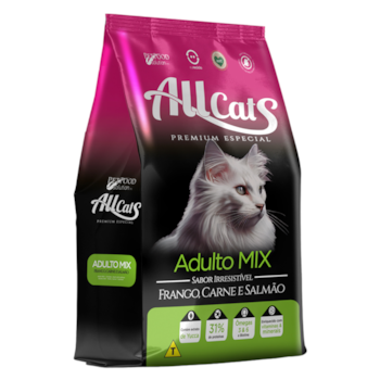 Ração Allcats para Gatos Adultos 20kg Sabor Frango, Carne e Salmão - Imagem principal