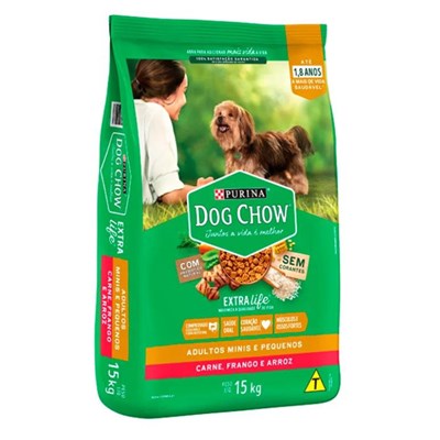 Ração Dog Chow Cães Adultos Porte Pequeno E Mini Carne, Frango E Arroz 15kg