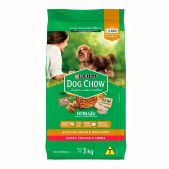 Ração Dog Chow cães adultos porte pequeno e mini frango e arroz 3kg - Imagem principal
