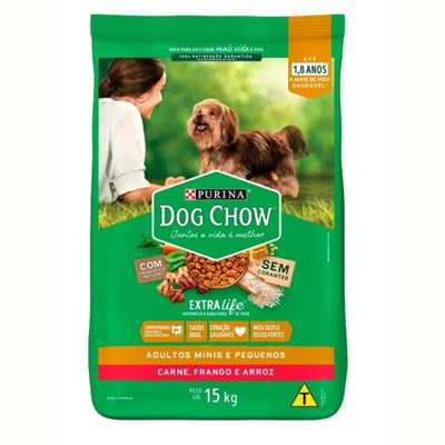 Ração Dog Chow Extra Life cães adultos porte pequeno e mini sabor carne, frango e arroz 15kg