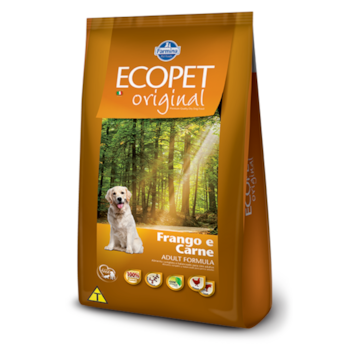 Ração Ecopet Original para Cães Adultos de Raças Médias e Grandes Sabor Frango e Carne 15kg - Imagem principal