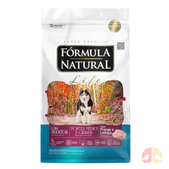 Ração Fórmula Natural Life Cães Adultos 15kg Porte Médio e Grande Sabor Frango e Linhaça - Imagem principal