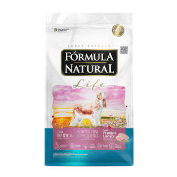 Ração Fórmula Natural Life Cães Adultos 15kg Porte Mini e Pequeno sabor Frango e Linhaça - Imagem principal