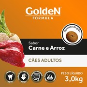 Ração GoldeN Formula Cachorros Adultos Carne e Arroz 3,0kg