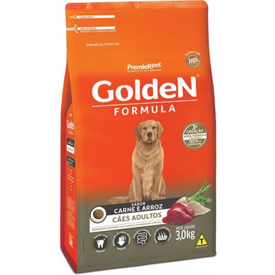 Produto Ração GoldeN Formula Cachorros Adultos Carne e Arroz 3,0kg