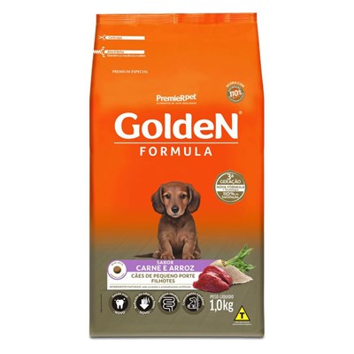 Ração GoldeN Formula cachorros raças pequenas filhotes carne e arroz mini bits 1,0kg