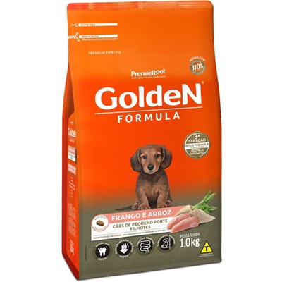 Produto Ração GoldeN Formula cachorros raças pequenas filhotes frango e arroz mini bits 1,0kg