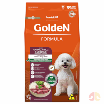 Ração Golden Formula Cães Adultos Porte Pequeno Carne e Arroz Mini Bits 15 kg - Imagem principal