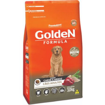 Ração GoldeN Formula Cães Adultos Sabor Carne e Arroz 3kg - Imagem principal