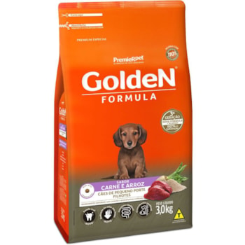 Ração Golden Formula Cães Filhotes de Porte Pequeno Carne e Arroz Mini Bits 3kg - Imagem principal
