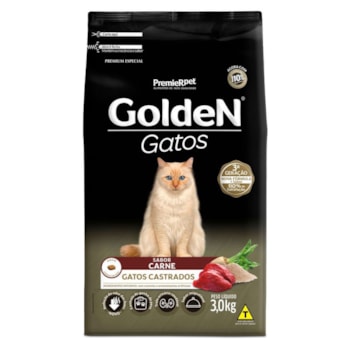Ração Golden Formula Gatos Adultos Castrados Sabor Carne 3kg - Imagem principal