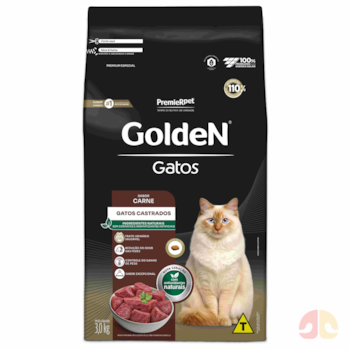Ração Golden Formula Gatos Adultos Castrados Sabor Carne 3kg - Imagem principal