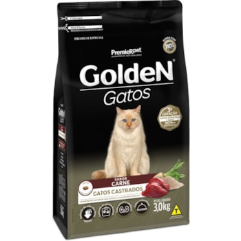 Ração Golden Formula Gatos Adultos Castrados Sabor Carne 3kg - Imagem principal