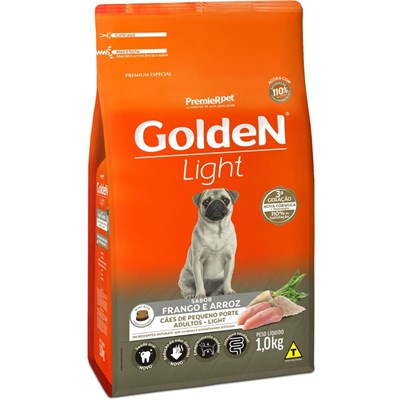 Produto Ração GoldeN Fórmula Light Cachorros Adultos de Raças Pequenas Frango e Arroz 1,0kg
