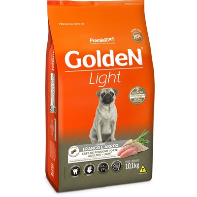 Produto Ração GoldeN Fórmula Light Cachorros Adultos de Raças Pequenas Frango e Arroz 10,1kg