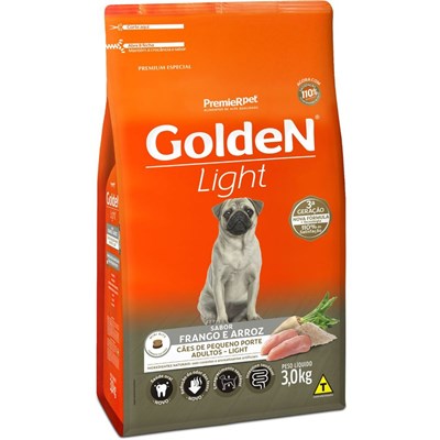 Produto Ração GoldeN Fórmula Light Cachorros Adultos de Raças Pequenas Frango e Arroz 3,0kg