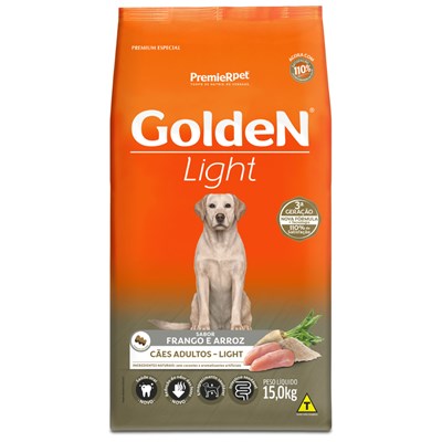 Ração GoldeN Formula Light cachorros adultos frango e arroz 15,0kg