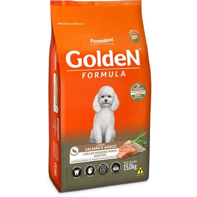 Produto Ração GoldeN Formula Mini Bits Cachorros Adultos Raças Pequenas Salmão e Arroz 15,0kg