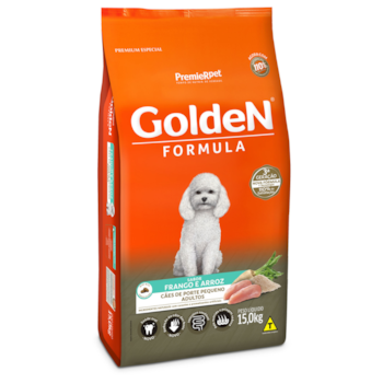 Ração Golden Formula para Cães Adultos de Porte Pequeno Sabor Frango e Arroz Mini Bits 15kg - Imagem principal