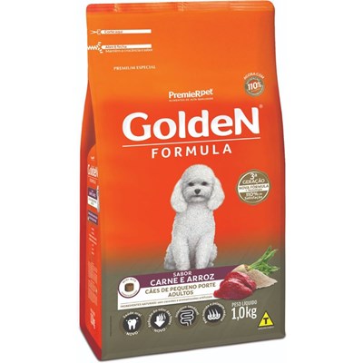 Ração GoldeN Formula Raças Pequenas Cachorros Adultos Carne e Arroz Mini Bits 1,0kg