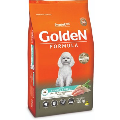 Produto Ração GoldeN Formula Raças Pequenas Cachorros Adultos Frango e Arroz Mini Bits 10,1 kg