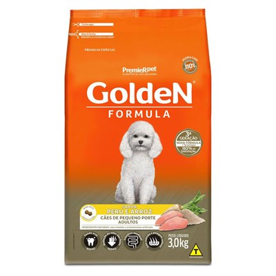 Ração GoldeN Formula Raças Pequenas Cachorros Adultos Peru e Arroz Mini Bits 3,0kg