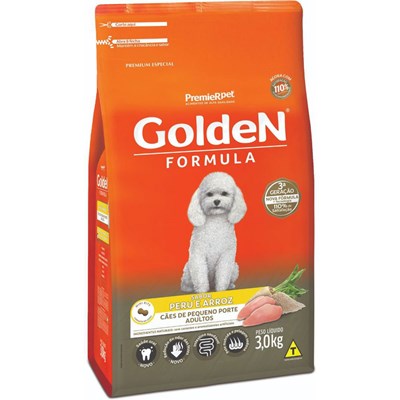 Produto Ração GoldeN Formula Raças Pequenas Cachorros Adultos Peru e Arroz Mini Bits 3,0kg