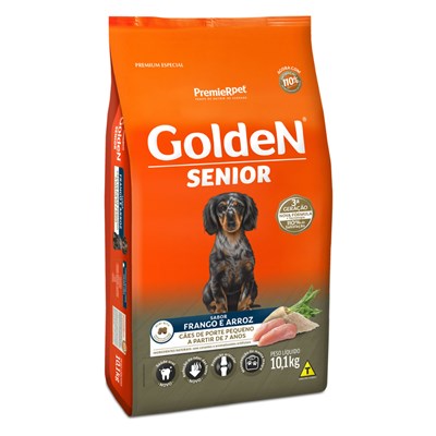 Ração GoldeN Formula Senior raças pequenas cachorros adultos frango e arroz 10,1kg