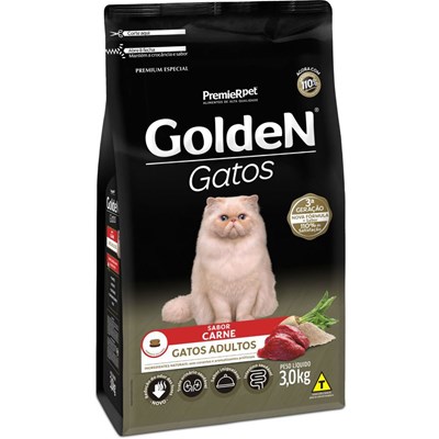 Ração GoldeN gatos adultos carne 3,0kg
