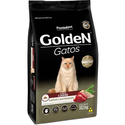 Ração GoldeN gatos adultos castrados carne 10,1kg