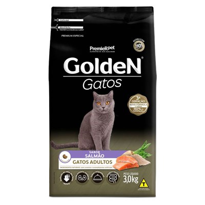 Ração GoldeN gatos adultos salmão 3,0kg