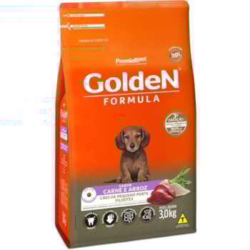 Ração Golden para Cães Filhotes de Raças Pequenas Mini Bits Carne Arroz 3,0kg - Imagem principal