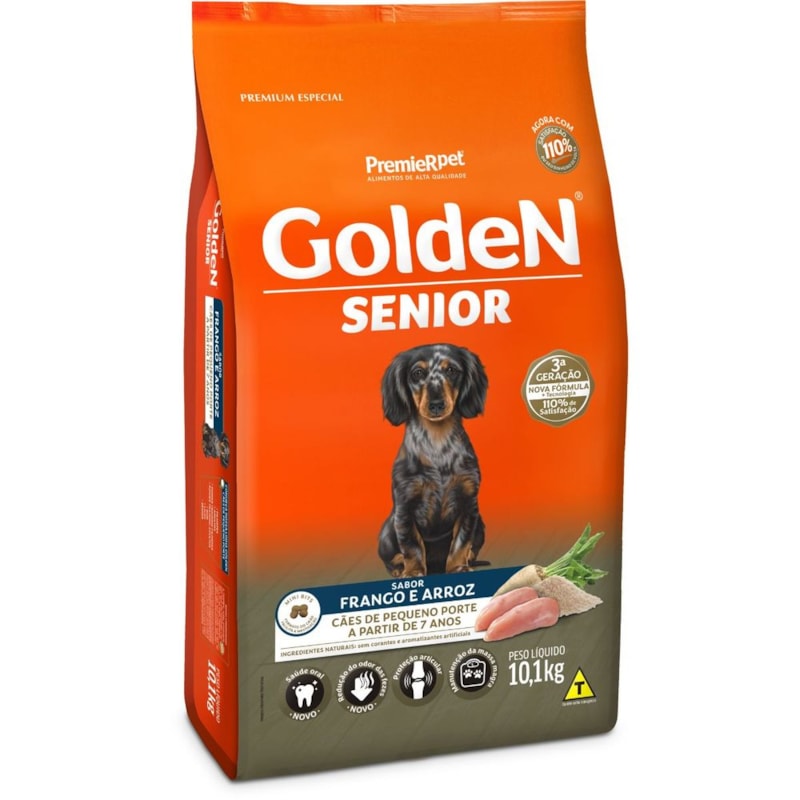 Ração Para Cães Idosos Com Poucos Dentes Ração Golden para Cães Sênior de Raças Pequenas 10,1 kg - POLI PET