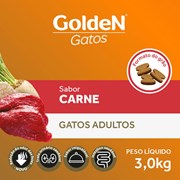 Ração GoldeN para gatos adultos carne 3,0kg
