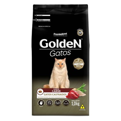 Ração GoldeN para gatos castrados carne 1,0kg