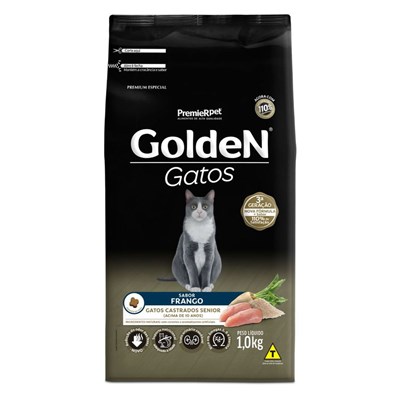Ração GoldeN para gatos castrados sênior frango 1,0kg