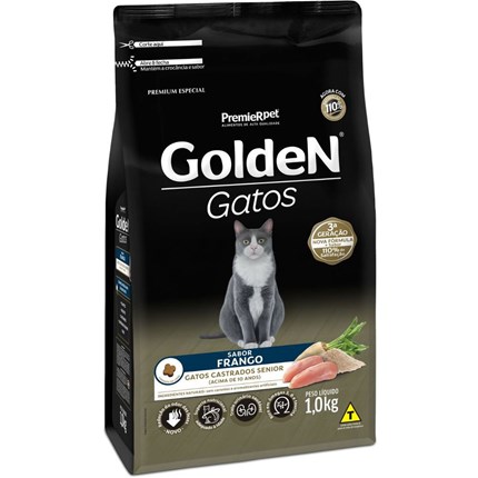 Ração GoldeN para gatos castrados sênior frango 1 kg