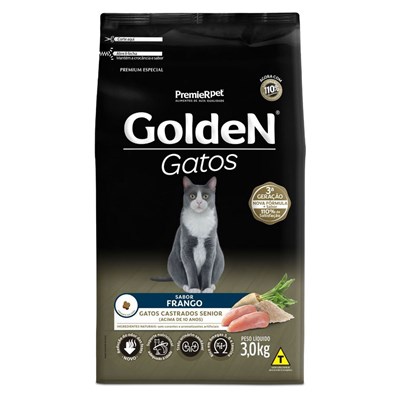Ração GoldeN para gatos castrados sênior frango 3,0kg