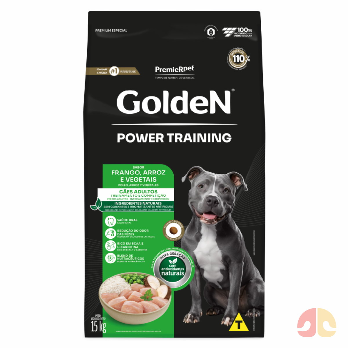 Ração Golden Power Training Cães Filhotes Frango e Arroz 15kg
