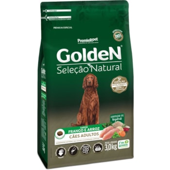 Ração GoldeN Seleção Natural Cachorros Adultos Frango e Arroz 3,0kg - Imagem principal