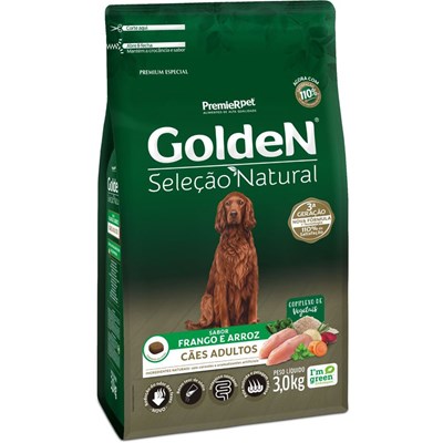 Produto Ração GoldeN Seleção Natural Cachorros Adultos Frango e Arroz 3,0kg