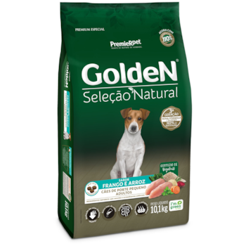 Ração GoldeN Seleção Natural cachorros adultos porte Pequeno frango e arroz mini bits 10,1kg - Imagem principal