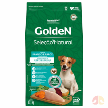 Ração GoldeN Seleção Natural Cachorros Adultos Porte Pequeno Frango e Arroz Mini Bits 10,1kg - Imagem principal