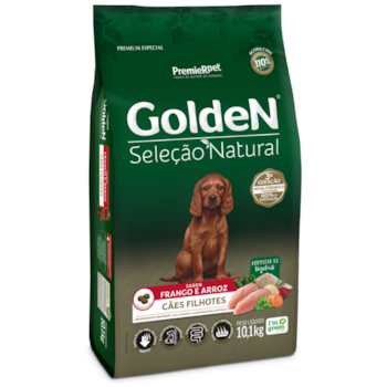 Ração GoldeN Seleção Natural cachorros filhotes frango e arroz 10,1kg - Imagem principal