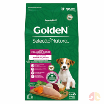 Ração GoldeN Seleção Natural Cães Filhotes Raças Pequenas Frango e Arroz 10,1 kg - Imagem principal