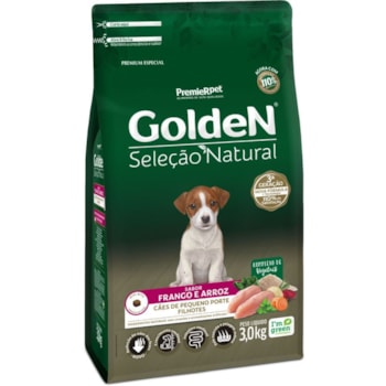 Ração GoldeN Seleção Natural Cães Filhotes Raças Pequenas Sabor Frango e Arroz 3,0kg - Imagem principal
