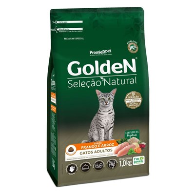 Ração GoldeN Seleção Natural gatos adultos frango e arroz 1,0kg