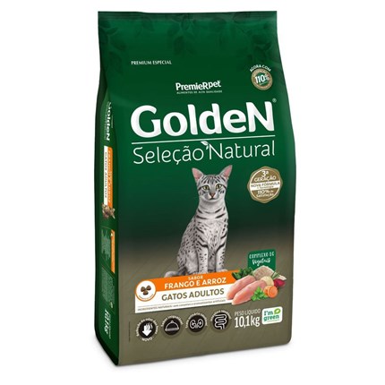 Ração GoldeN Seleção Natural gatos adultos frango e arroz 10,1kg